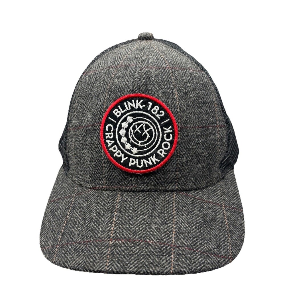 Blink 182 Crappy Punk Rock Hat Gray Mesh Plaid Authentic Snapback